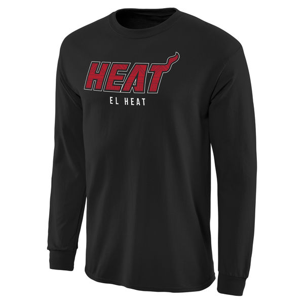 NBA Men Miami Heat Noches Enebea Long Sleeve TShirt Black->nba t-shirts->Sports Accessory